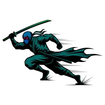 Dynamic Ninja Running Fast With Katana Sword Vector Illustration Stock Illustration