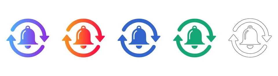 Dynamic Notification Bell Refresh Icon Set Иллюстрация