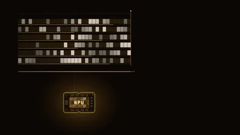 Dynamic NPU Bit Quantization Animation Featuring Vibrant Golden and Dark Tones w Stock Footage 340690035