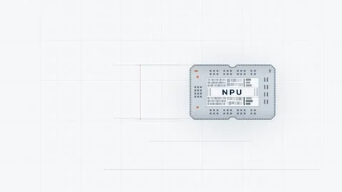 Dynamic NPU Chip Animation with Light Grid and Modern Design Elements Featuring Stock Footage 340534320