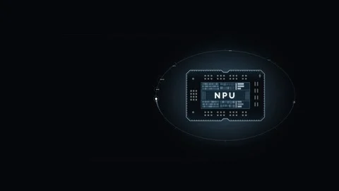 Dynamic NPU Chip Animation with Orbiting Ring and Glowing Elements in Teal and N Stock Footage 340534300