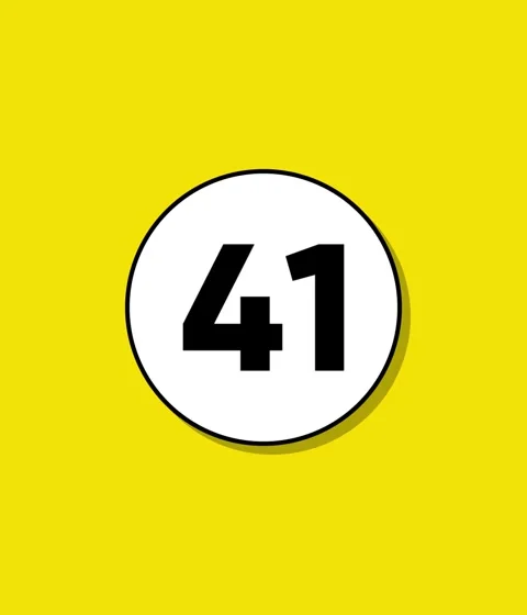 Dynamic number 41 appearing in white circle with shadow on yellow backgroun.. 스톡 동영상 332396469