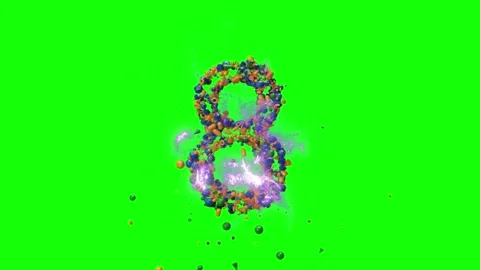 Dynamic number eight animated with electric particle effects against a bright 스톡 동영상 344238659