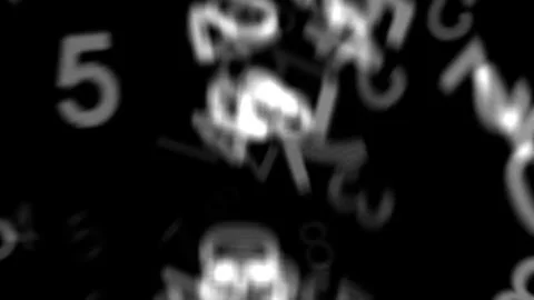 Dynamic numbers floating on a black background, perfect for data visualization Stock Illustration