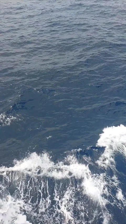 Dynamic ocean surface and turbulent ship wake from a vessel. Stock Footage 346161269