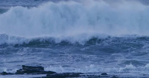 Dynamic ocean swell powerful surf crash dramatic slow motion Stock Footage 330921711