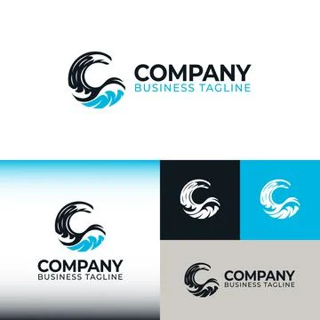 Dynamic Ocean Wave Eagle Circle Logo in Multiple Color Variations for Bold Иллюстрация