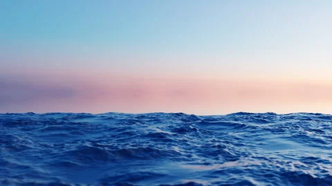 Dynamic Ocean Waves at Sunset Seamless Loop |3d animation 库存影片 342772613