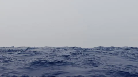 Dynamic Ocean Waves Under Overcast Sky Seamless Loop 3D Animation 库存影片 342772710