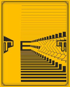 Dynamic Optical Illusion Text Poster Yellow Black Wall Art Modern Design Illustrazione stock