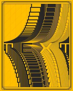 Dynamic Optical Illusion Text Poster Yellow Black Wall Art Stock Illustration