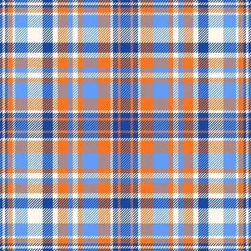 A dynamic orange and blue plaid seamless pattern. This vibrant geometric de.. 库存插图