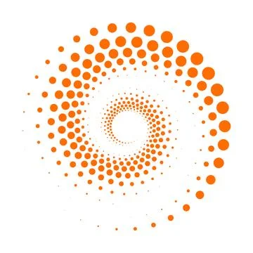 Dynamic orange dotted spiral vortex abstract vector Stock Illustration
