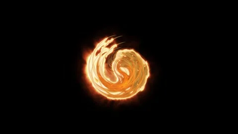 Dynamic orange fire swirl exploding in slow motion against black background Video stock 342713253