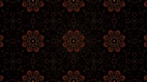 Dynamic orange floral pattern on a dark background. Kaleidoscope of mirrored dot 動画素材 248792090