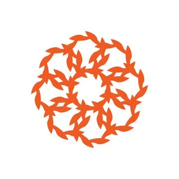 Dynamic Orange Geometric Leaf Pattern Stock Illustration
