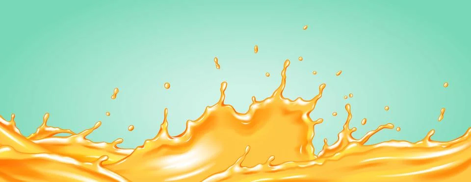 Dynamic Orange Liquid Splash on Vibrant Background Stock Illustration