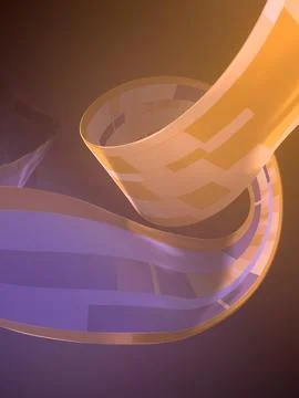 A dynamic orange ribbon twisted into a spiral with a pixel pattern Stock Illustration