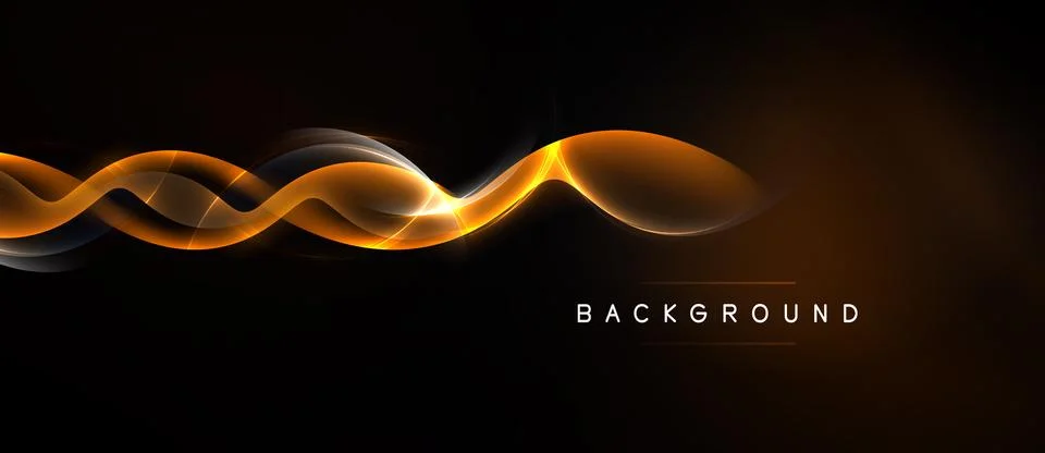 Dynamic orange smoke waves over black background. Bright light highlights c.. Stockillustratie