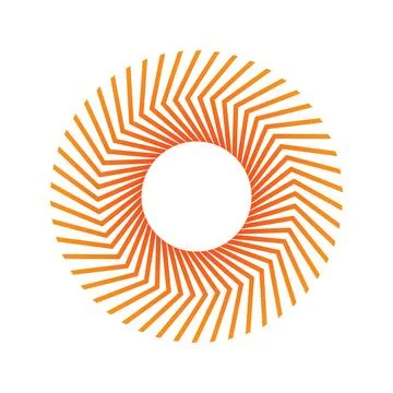 Dynamic orange sunburst circle vector element Stock Illustration