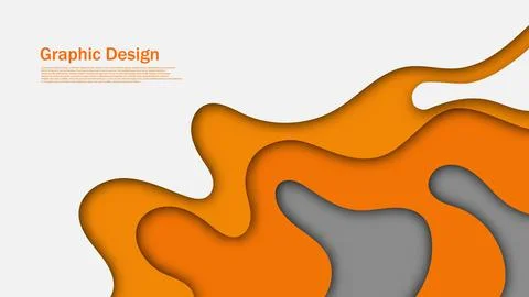 Dynamic orange wave with gray background, cutout cover creative Stock Illustration