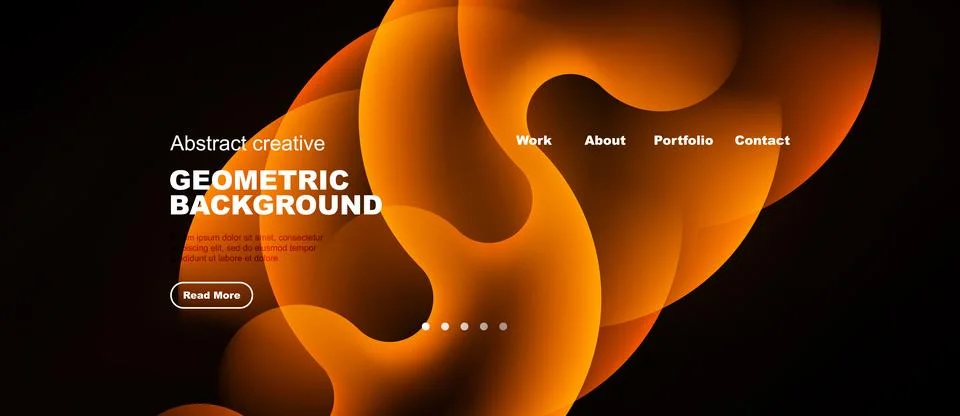 Dynamic orange waves dominate dark backdrop. Text highlights geometric design Stock Illustration