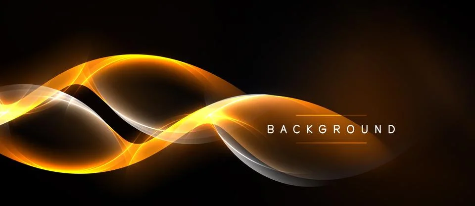 Dynamic orange, white flow creates abstract design. Background text reads Stock Illustration