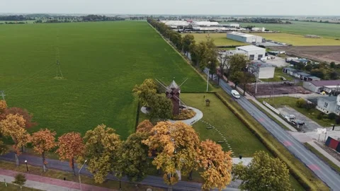 Dynamic Orbital Movement Of The Drone Around The Historic Windmill Koźlak Stock Footage 318988433