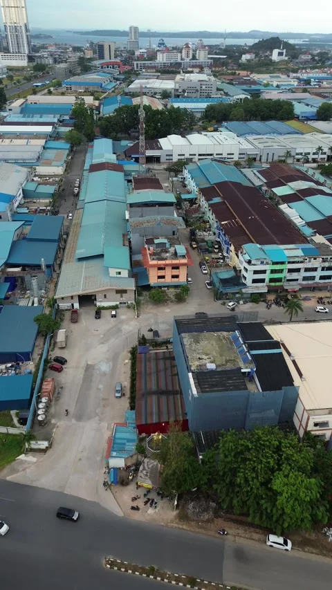 Dynamic Overhead Panorama of a Vibrant Industrial Corridor and Expanding Ur.. Stock Footage 339039426