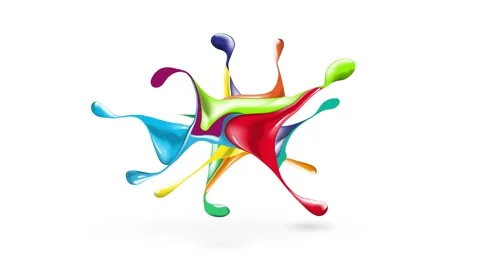Dynamic paint splashes creating a vibrant and colorful explosion on a white.. Stock Footage 308151578