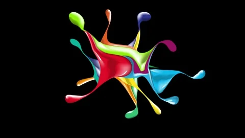 Dynamic paint splashes creating a vibrant and colorful explosion on a black.. Stock Footage 310650260