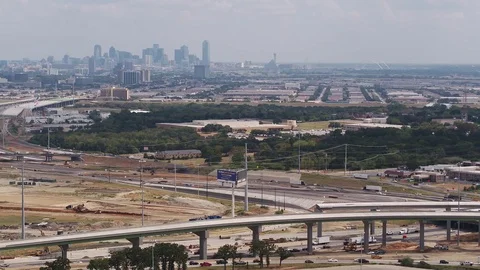 Dynamic Pan of Dallas Skyline Stock Footage 81148363