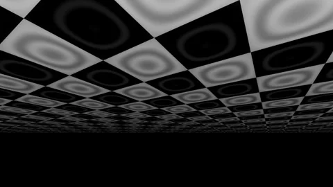 Dynamic Panning Checkerboard with Fluid Gradients in Black and White Stock Footage 294142200