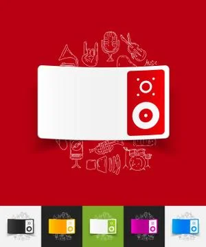 Dynamic paper sticker with hand drawn elements Illustrazione stock