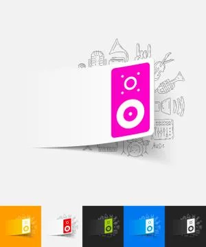 Dynamic paper sticker with hand drawn elements Illustrazione stock