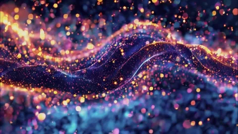 Dynamic Particle Flow: Minimalist Abstract Patterns with Soft Glows Stock Footage 286982601