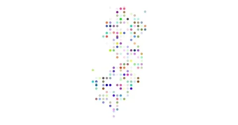 Dynamic Particle Map of New Jersey Forming from Falling Circles Stock Footage 321942584