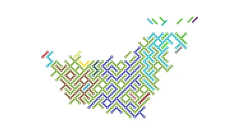 Dynamic Particle Map of United Arab Emirates Forming from Sliding Diagonal Eleme Stock Footage 323387389