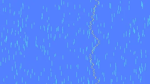 Dynamic particle rain effect simulation on bright vivid blue screen backdrop Stock Footage 339798486