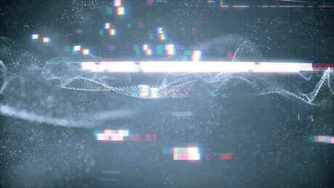 Dynamic Particle Wave, Noise and Spectrum Digital Glitch Distortion Stock Footage 332661449