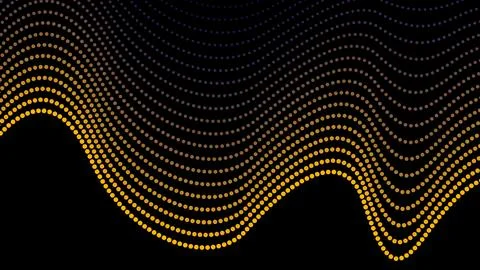 Dynamic particle waves in yellow halftone create fluid point curves Stock Illustration
