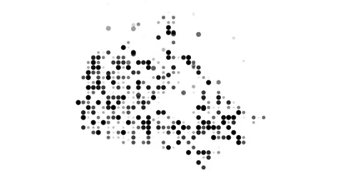 Dynamic Particles Assemble to Form Canada Map Contour Stock Footage 319860370