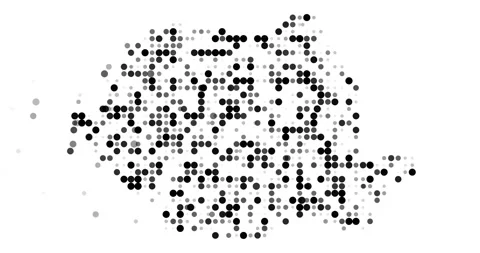 Dynamic Particles Assemble to Form Romania Map Contour Stock Footage 319102033