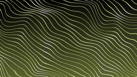 Dynamic particles sound flow wave flowing over dark. Beautiful yellow neon wave Stock Footage 248905496