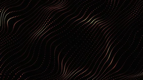 Dynamic particles sound neon flow wave flowing over dark. Beautiful shiny brown Stock Footage 247368095