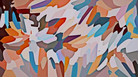 Dynamic pattern of flowing shapes in shades of orange, blue Stock Illustration