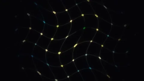 Dynamic pattern with glowing nodes in a dark background Stock Footage 338287799