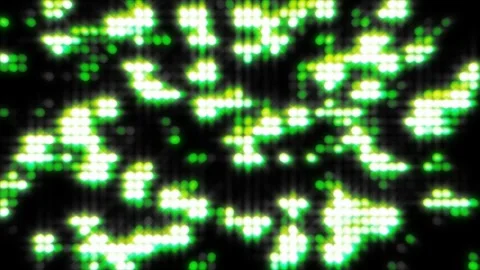 A dynamic pattern of green dots glows against a black background. Stock Footage 321467845