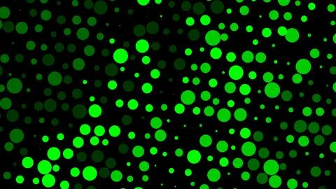A dynamic pattern of neon green circular bokeh dots scattered across a dark b イラスト素材