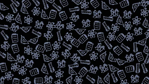 Dynamic pattern of school supplies icons on dark background Stock Footage 321638967